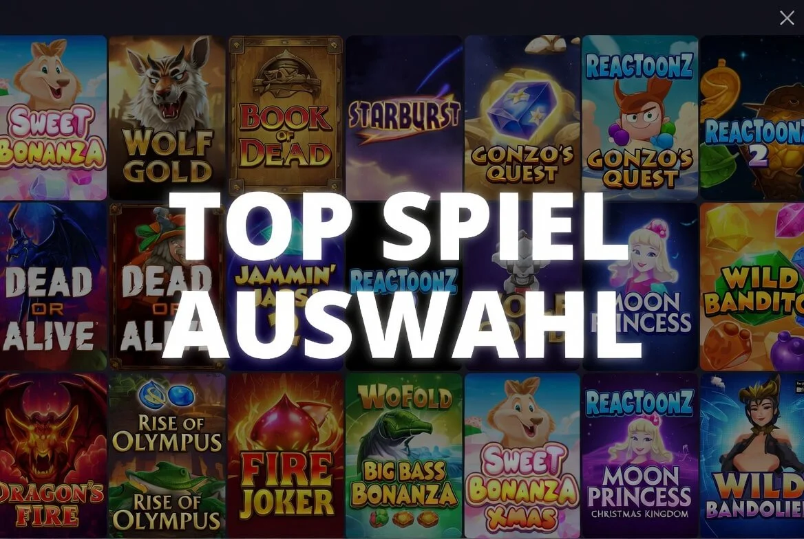 Übersicht der Spielauswahl mit Slots, Live-Tischen und Sportwetten